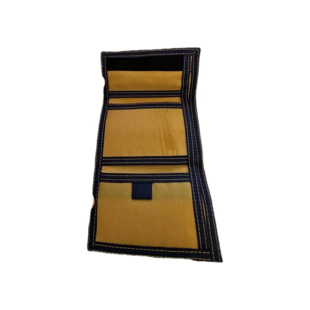 Vintage Jordache Tan & Blue Tri-Fold Nylon Wallet With Hook & Loop‎ Closure